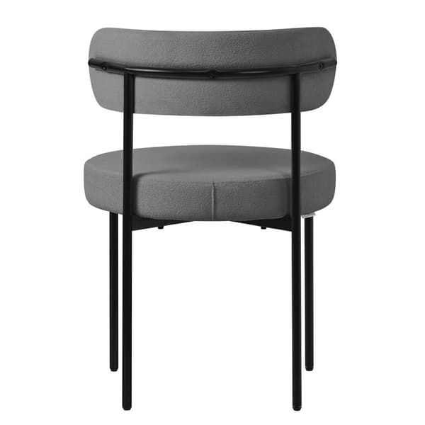 Spisebordsstol sæt med 6 stk. med teddystof med ryglæn grå Køkkenstol ML-Design