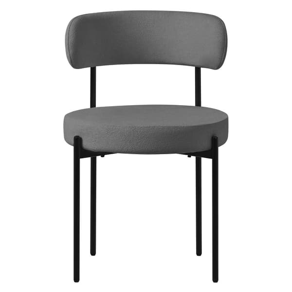 Spisebordsstol sæt med 6 stk. med teddystof med ryglæn grå Køkkenstol ML-Design
