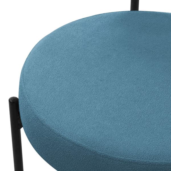 Spisebordsstol sæt af 6 med teddystof med ryglæn Blå køkkenstol ML-Design