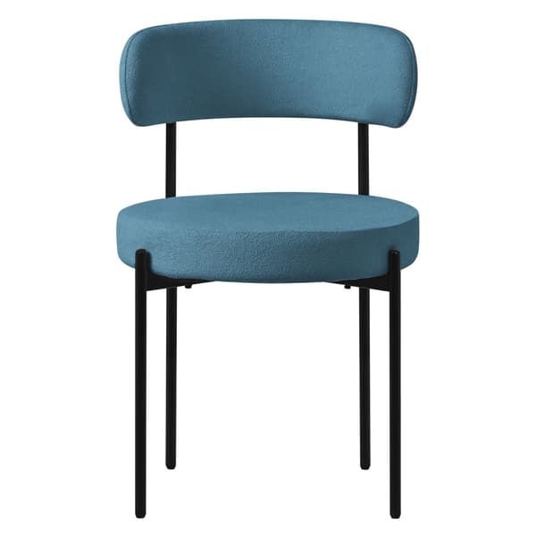 Spisebordsstol sæt af 6 med teddystof med ryglæn Blå køkkenstol ML-Design