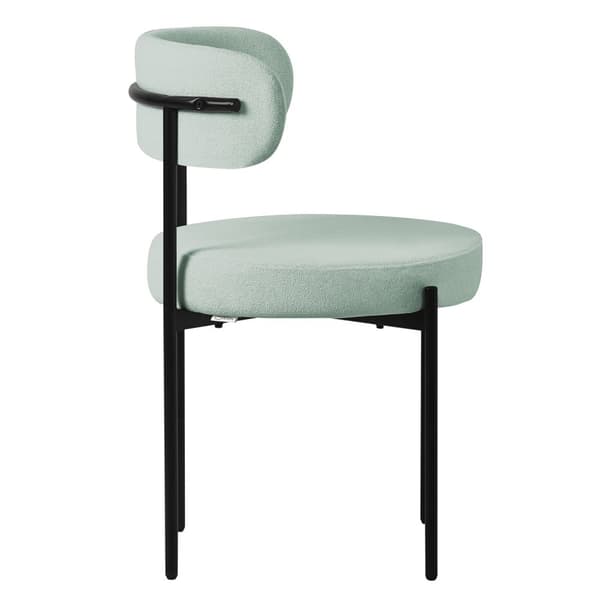 Matstol set om 2 med teddy tyg med ryggstöd grön Köksstol ML-Design