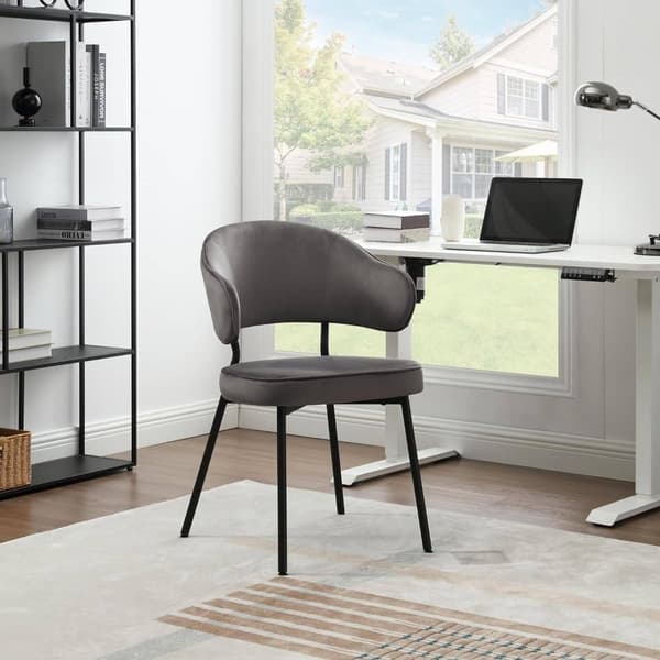 Rootz spisestuestol - Køkkenstol - Fløjlssæde - Metalstel - 54cm x 83,5cm 52cm - Ergonomisk ryglæn - Stilfulde armlæn - 120 kg Kapacitet