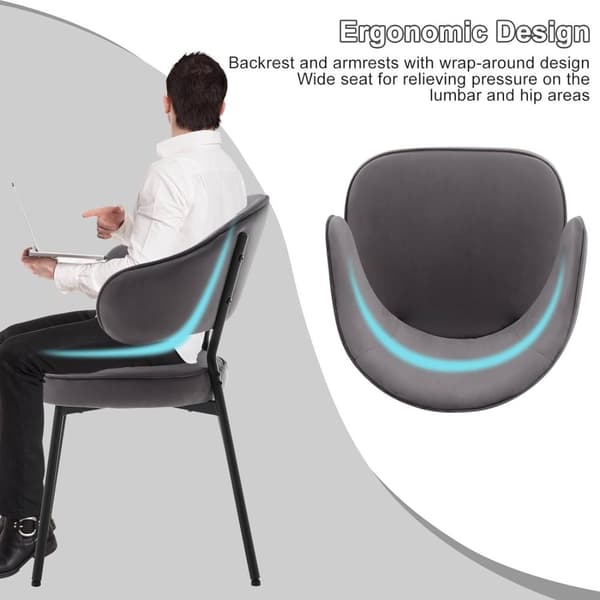 Rootz spisestuestol - Køkkenstol - Fløjlssæde - Metalstel - 54cm x 83,5cm 52cm - Ergonomisk ryglæn - Stilfulde armlæn - 120 kg Kapacitet