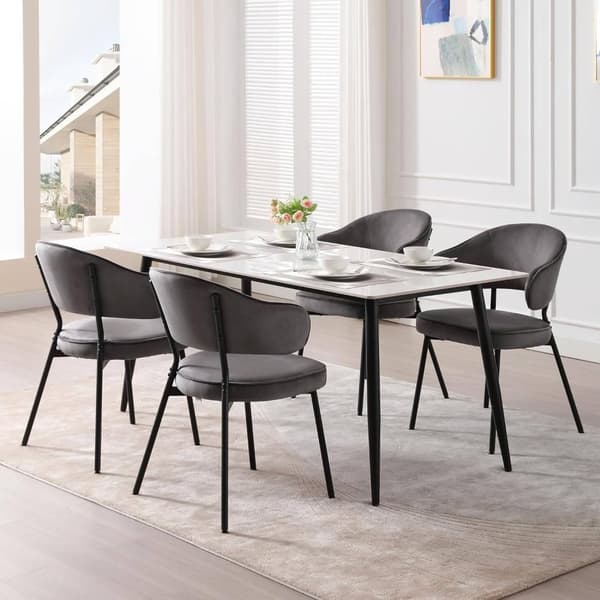 Rootz spisestuestol - Køkkenstol - Fløjlssæde - Metalstel - 54cm x 83,5cm 52cm - Ergonomisk ryglæn - Stilfulde armlæn - 120 kg Kapacitet