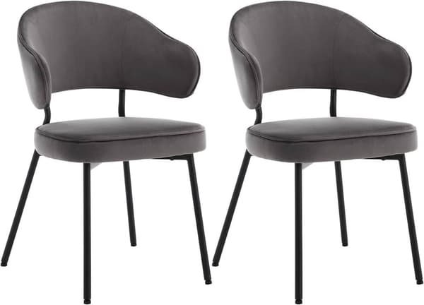 Rootz-ruokailutuoli - Keittiön tuoli - Velvet-istuin - Metallirunko - 54 cm x 83,5 cm 52 cm - Ergonominen selkänoja - Tyylikkäät käsinojat - Kantavuus
