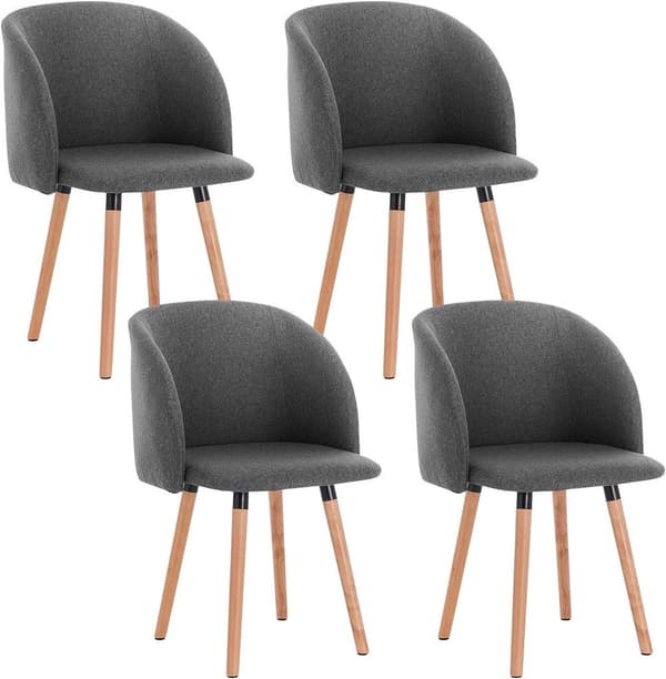 Rootz spisestuestol - Lænestol - Accentstol - Polstret stol - Ergonomisk design - 84 cm x 47 cm x 46 cm - Stel af massivt træ - Sæde af hør