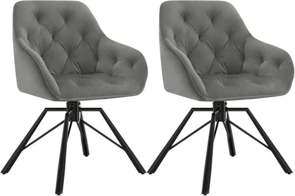 Rootz matstol - Vridbar fåtölj - Modern stol - Sammetsöverdrag - 57,5 ​​cm x 82,5 cm x 53 cm - Ergonomisk design - Justerbara fötter