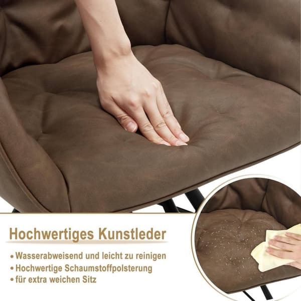 Rootz Matstol - Vridbar Fåtölj - Köksstol - Imiterat läder - 57,5 ​​cm x 82,5 cm x 53 cm - Brun & Ljusbrun