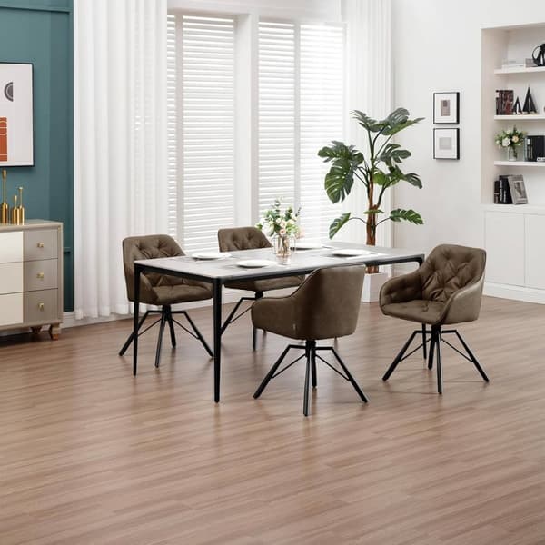 Rootz Matstol - Vridbar Fåtölj - Köksstol - Imiterat läder - 57,5 ​​cm x 82,5 cm x 53 cm - Brun & Ljusbrun