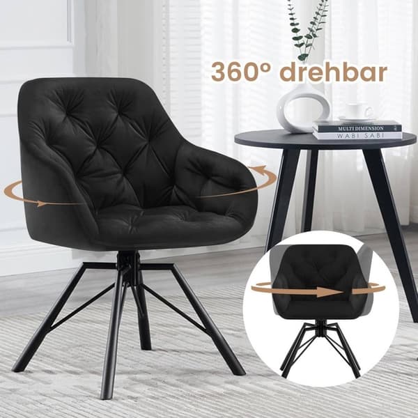 Rootz spisestuestol - Køkkenstol - Drejelig lænestol - Elegant design - 57,5 ​​cm x 82,5 cm x 53 cm - Fløjl og metal - 150 kg Kapacitet