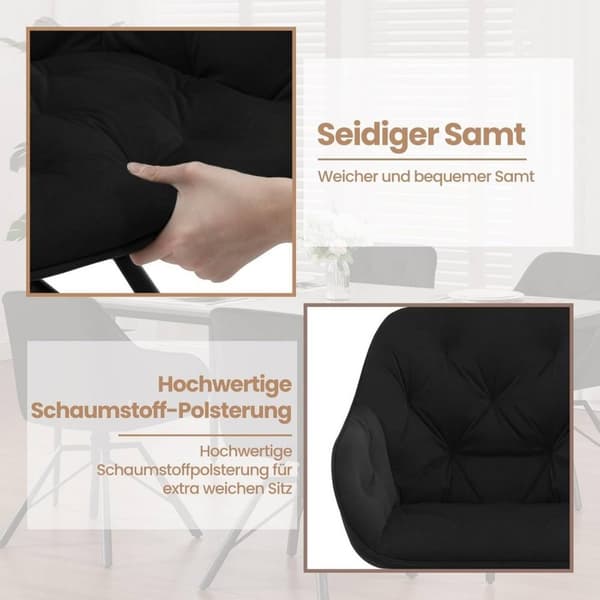 Rootz spisestuestol - Køkkenstol - Drejelig lænestol - Elegant design - 57,5 ​​cm x 82,5 cm x 53 cm - Fløjl og metal - 150 kg Kapacitet