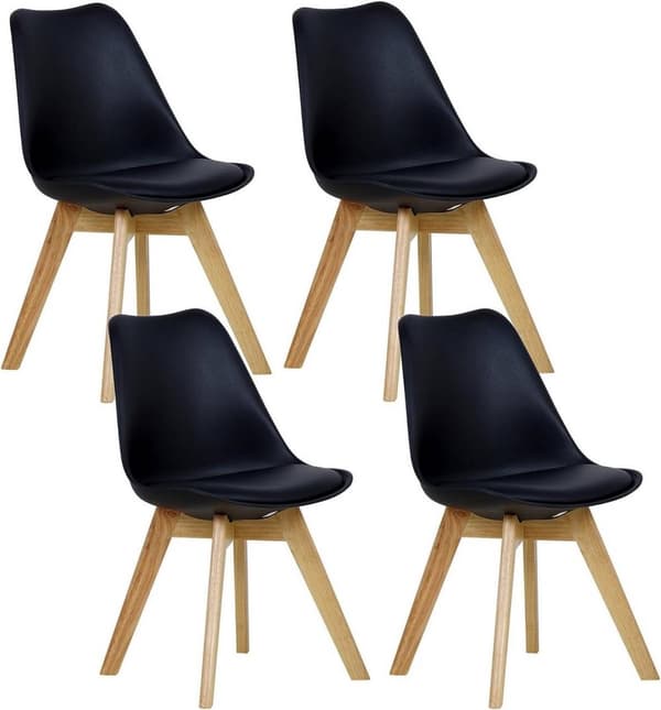 Rootz spisestuestol - Køkkenstol - Polstret sæde - Højdensitetsskum - Stabil struktur - Anti-Slip måtter - Ergonomisk design - 82 cm x 48 cm x 40,5 cm