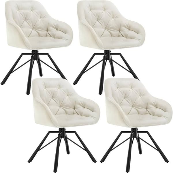 Rootz-ruokailutuoli - Kääntötuoli - Keittiötuoli - Ergonominen muotoilu - 57,5 ​​cm x 82,5 cm x 53 cm - sametti, vaahto, metalli - kermanvärinen, vihr