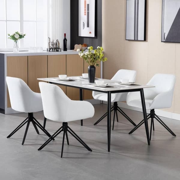 Rootz Spisestuestol - Drejelige sæder - Blødt Boucle stof - Fløjlstræk - Ergonomisk design - 58cm x 82cm x 53,5cm