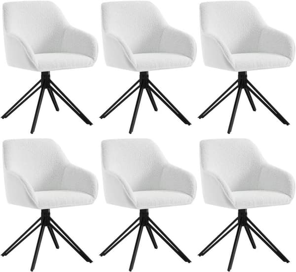 Rootz Spisestuestol - Drejelige sæder - Blødt Boucle stof - Fløjlstræk - Ergonomisk design - 58cm x 82cm x 53,5cm