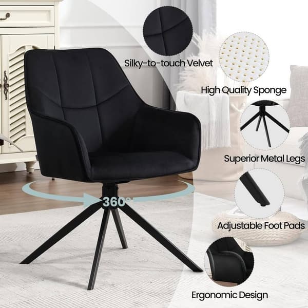 Rootz spisestuestol - Drejestol - Polstret stol - Fløjlsbetræk - 58cm x 86cm x 63,5cm - Ergonomisk design - Sæt med 4