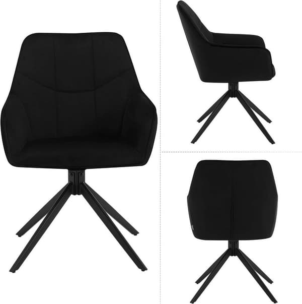 Rootz spisestuestol - Drejestol - Polstret stol - Fløjlsbetræk - 58cm x 86cm x 63,5cm - Ergonomisk design - Sæt med 4