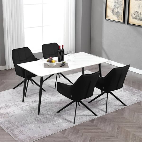 Rootz spisestuestol - Drejestol - Polstret stol - Fløjlsbetræk - 58cm x 86cm x 63,5cm - Ergonomisk design - Sæt med 4
