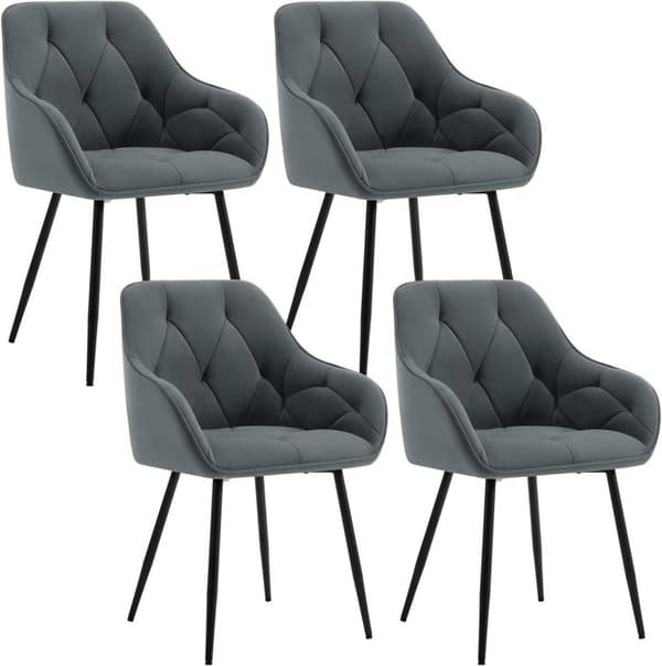 Rootz Matstol - Sammetsstol - Ergonomisk stol - Högkvalitativ stol - 56cm x 83,5cm x 53cm - Svart, Grå, Krämfärgad