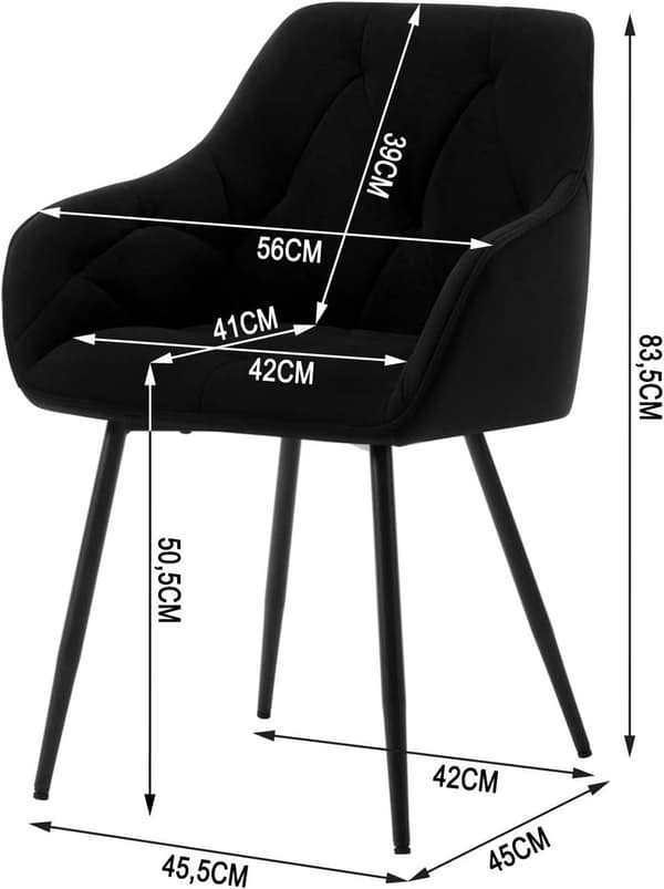 Rootz Matstol - Sammetsklädd stol - Köksstol - Ergonomisk design - 56cm x 83,5cm x 53cm