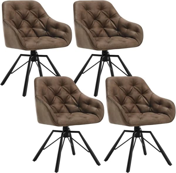 Rootz matstol - Vridbar köksstol - Roterande fåtölj - konstläder - Ergonomisk design - 57,5 cm x 82,5 cm x 53 cm