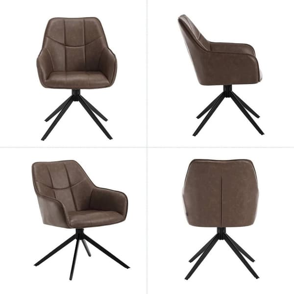 Rootz spisestuestol - drejestol - polstrede sæder - vintage kunstlæder - 58 cm x 86 cm x 63,5 cm