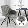 Miniatyrbillede 6 af 9: Rootz spisestuestol - Velvet drejestol - 360° drejelig - Ergonomisk design - 57,5 ​​cm x 82,5 cm x 53 cm - Creme/Mørkegrøn/Mørkegrå/Sort/Turkis
