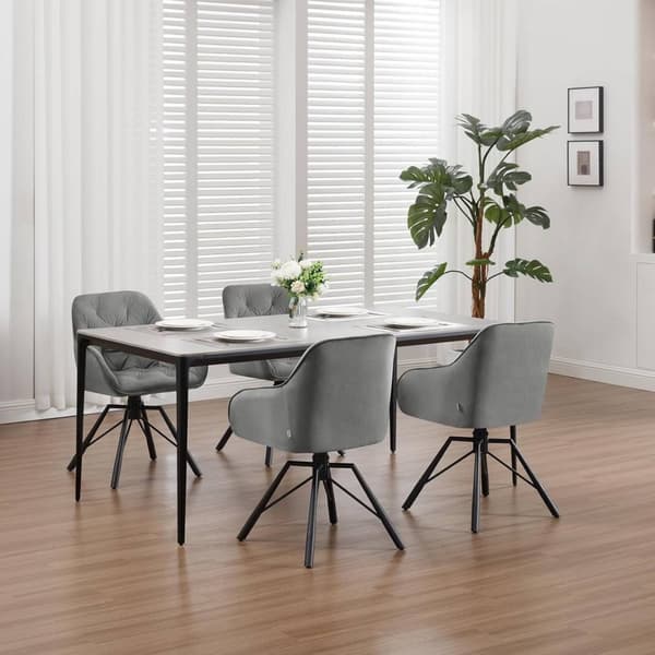 Rootz spisestuestol - Velvet drejestol - 360° drejelig - Ergonomisk design - 57,5 ​​cm x 82,5 cm x 53 cm - Creme/Mørkegrøn/Mørkegrå/Sort/Turkis