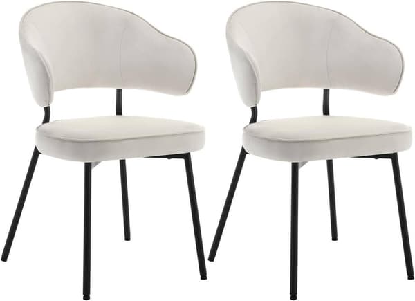 Rootz-ruokailutuolisarja - Velvet-tuoli - Mukava istuin - Ergonominen - 54 cm x 83,5 cm x 52 cm - Moderni tyyli - Tukevat metallijalat