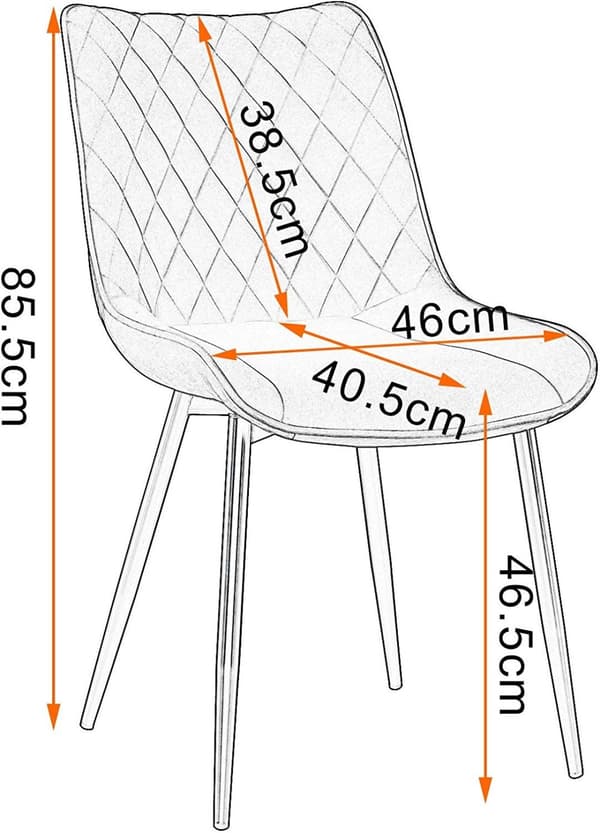 Rootz spisestuestolesæt med 2 - Fløjlspolstret stol - Komfortabel køkkenstol - Modern Accent Stol - 85,5 cm x 46 cm x 40,5 cm