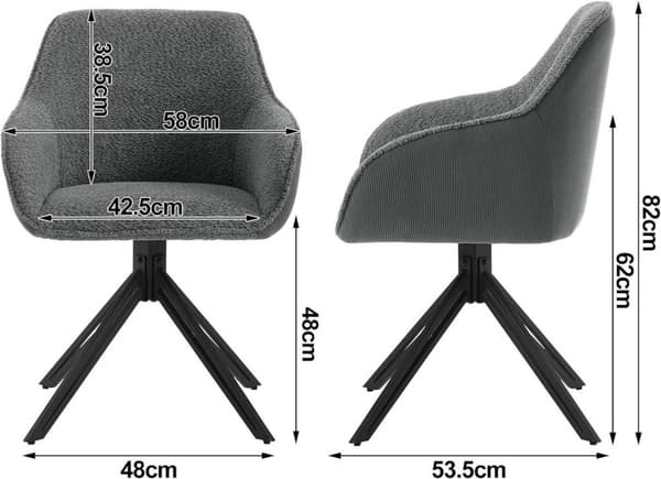 Rootz matstolsset - Snurrstol - Stoppade stolar - Mjukt Boucle-tyg - 58cm x 82cm x 53,5cm