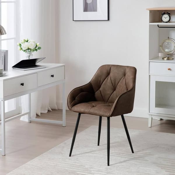 Rootz matstolsset med 6 - Vintage stolar i konstläder - Bekväma sittplatser - Robusta metallben - Ergonomisk design - 56 cm x 83,5 cm x 53 cm