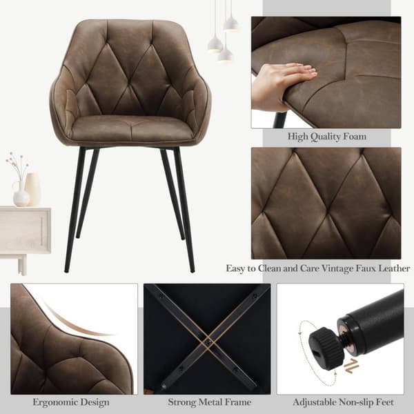 Rootz matstolsset med 6 - Vintage stolar i konstläder - Bekväma sittplatser - Robusta metallben - Ergonomisk design - 56 cm x 83,5 cm x 53 cm