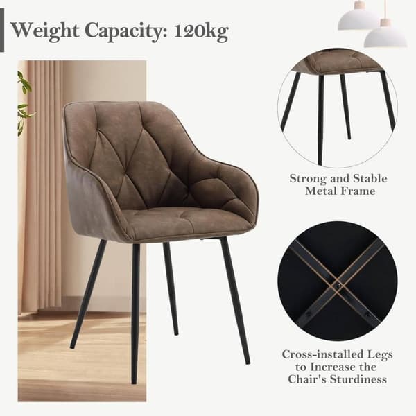 Rootz matstolsset med 6 - Vintage stolar i konstläder - Bekväma sittplatser - Robusta metallben - Ergonomisk design - 56 cm x 83,5 cm x 53 cm