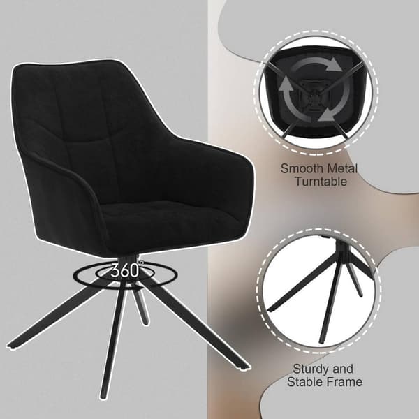 Rootz spisestuestolesæt - Drejestol - Polstret lænestol - Ergonomisk design - 58cm x 86cm x 63,5cm - Mørkegrå - Sort - 150 kg Kapacitet
