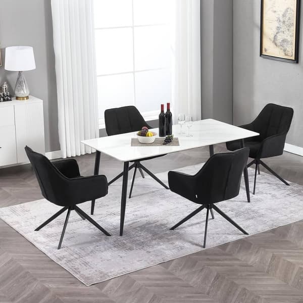 Rootz spisestuestolesæt - Drejestol - Polstret lænestol - Ergonomisk design - 58cm x 86cm x 63,5cm - Mørkegrå - Sort - 150 kg Kapacitet