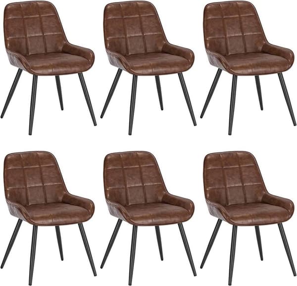 Rootz spisestuestole Sæt med 6 - Køkkenstole - Polstrede stole - Kunstlæder - Ergonomisk design - 38cm x 43cm x 81,5cm