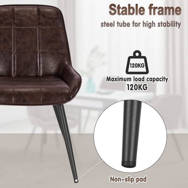 Rootz matstolar Set med 6 - Stoppad köksstol - Stolar i konstläder - Böjt ryggstöd - Metallben - Ergonomisk design - 38cm x 43cm x 81,5cm