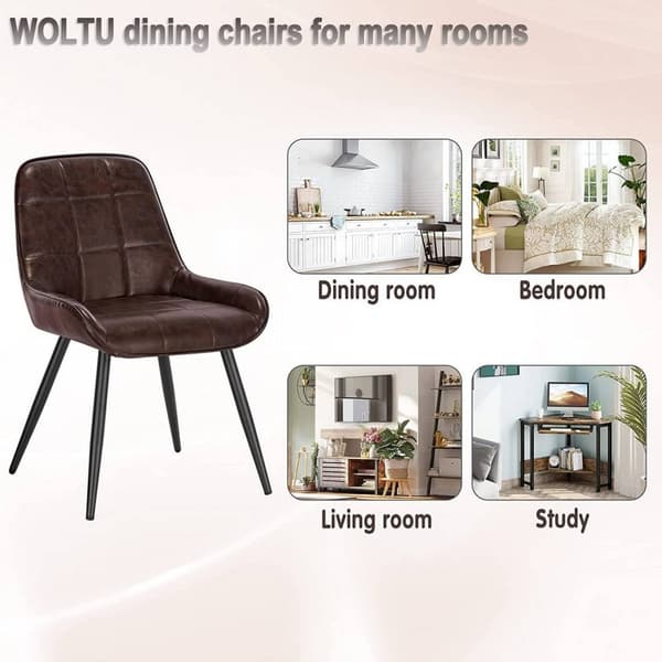 Rootz matstolar Set med 6 - Stoppad köksstol - Stolar i konstläder - Böjt ryggstöd - Metallben - Ergonomisk design - 38cm x 43cm x 81,5cm
