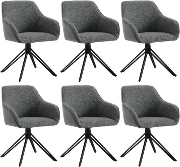 Rootz spisestuestolesæt - Drejestol - Polstret stol - Boucle stof - Robuste metalben - 58cm x 82cm x 53,5cm