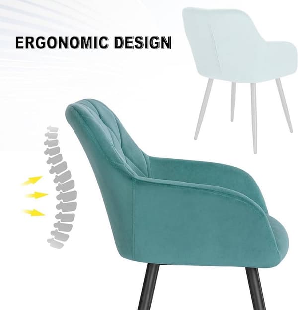 Rootz matstolsset - Köksstol - Sammetsstol - Ergonomisk design - Stabila metallben - Bred vadderad sits - 44cm x 42,5cm x 62cm