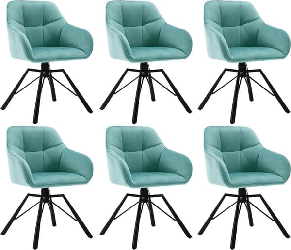 Rootz-ruokailuhuoneen tuoli - Kääntyvä istuin - Samettipehmustettu tuoli - Käsinojat - 58,5 cm x 82,5 cm x 54,5 cm - 360° Kääntyvä - Mukava istua