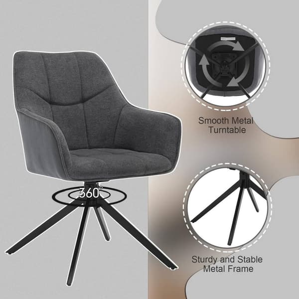 Rootz Swivel Dining Chair - Vadderad stol - Ergonomisk sits - 360° vridbar - Mångsidig användning - 58cm x 86cm x 63,5cm
