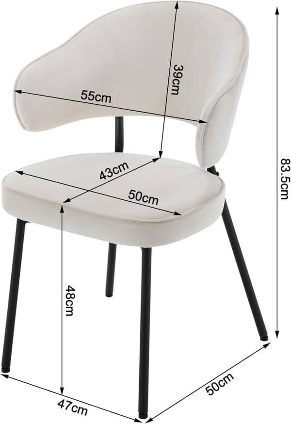 Rootz Velvet -ruokailutuoli - Keittiötuoli - Mukavat istuimet - Tukeva metallirunko - Ergonominen muotoilu - 54 cm x 83,5 cm x 52 cm