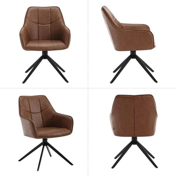 Rootz drejelig spisestuestol - Vintage stol i imiteret læder - polstret sæde - 360° rotation - 58 cm x 86 cm x 63,5 cm