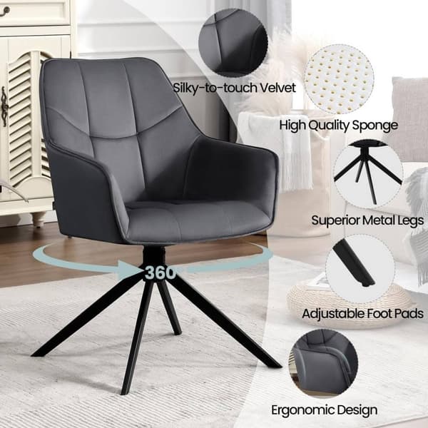 Rootz kääntyvät ruokapöydän tuolit - Pehmustetut samettituolit - 360° kääntyvät - Ergonominen muotoilu - 58cm x 86cm x 63,5cm - 6 kpl