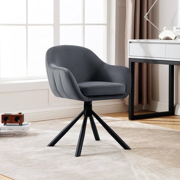 Rootz Swivel Dining Chair - Modern - Sammet - Mjuk skumvaddering - 57cm x 79cm x 62cm - 360° rotation - Ergonomisk design