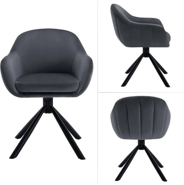 Rootz Swivel Dining Chair - Modern - Sammet - Mjuk skumvaddering - 57cm x 79cm x 62cm - 360° rotation - Ergonomisk design