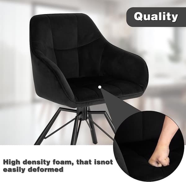 Rootz Swivel Dining Chair - Sammetsstoppad stol - 360° vridbar stol - Bred sits - Ergonomisk design - 58,5 cm x 82,5 cm x 54,5 cm