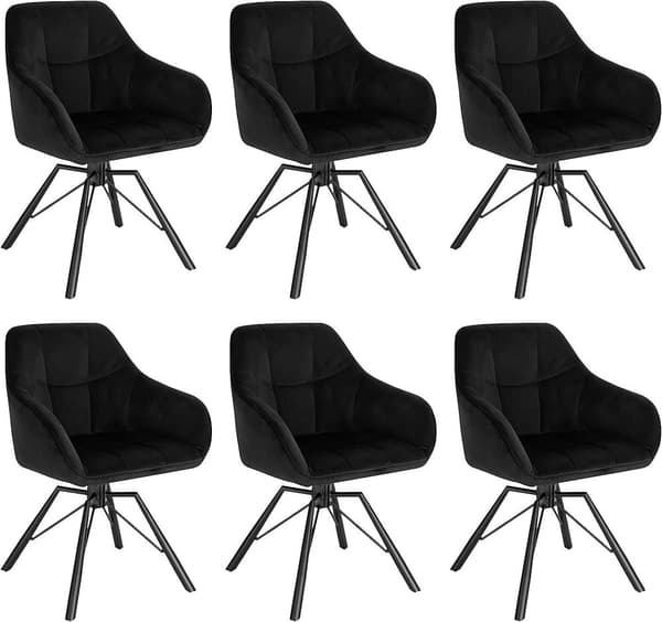 Rootz Swivel Dining Chair - Sammetsstoppad stol - 360° vridbar stol - Bred sits - Ergonomisk design - 58,5 cm x 82,5 cm x 54,5 cm